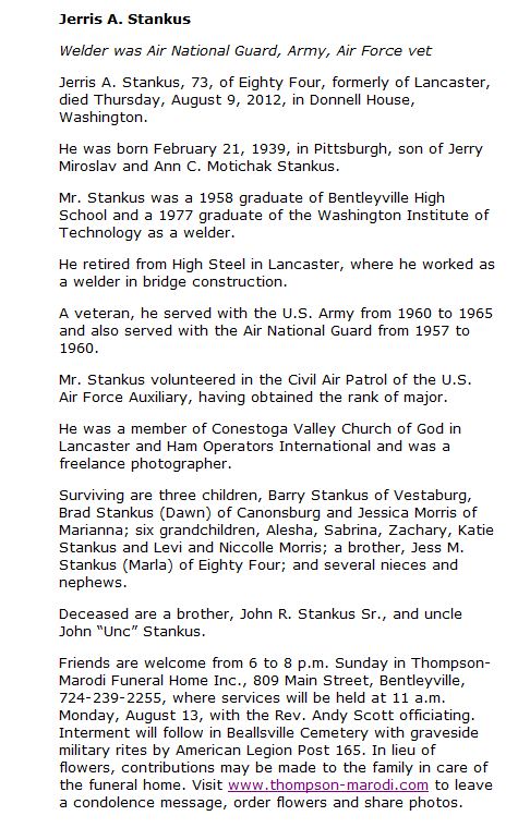 Jerris A. Stankus obituary